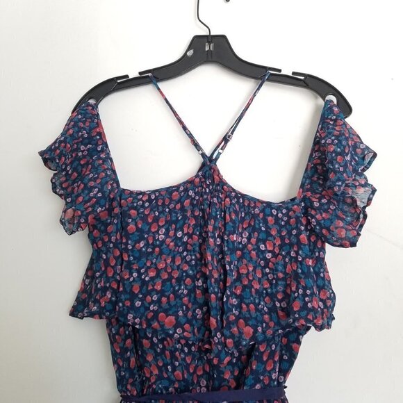 Paige Darya Floral Print Halter Silk Ruffle Layered Mini Dress Size Medium - Picture 10 of 17